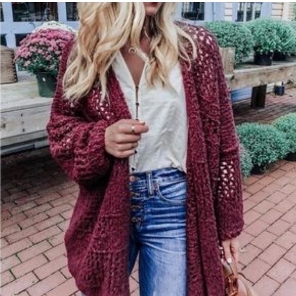 FREE PEOPLESaturday Morning Cardigan In Wine
